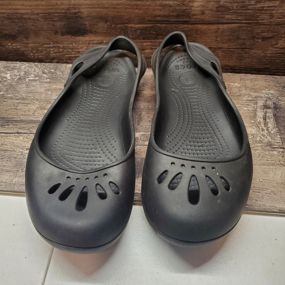 Crocs Women's Alice Mary Jane Flat Shoes with Strap Lightweight Black Size 10